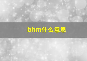 bhm什么意思