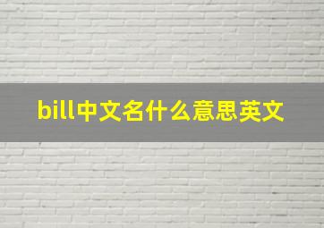 bill中文名什么意思英文