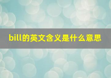 bill的英文含义是什么意思