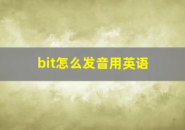 bit怎么发音用英语