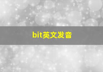 bit英文发音