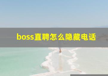 boss直聘怎么隐藏电话