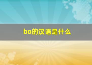 bo的汉语是什么