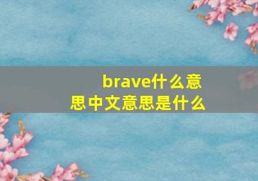 brave什么意思中文意思是什么