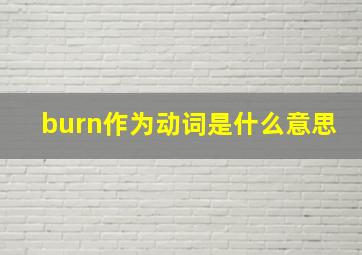 burn作为动词是什么意思