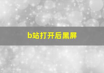 b站打开后黑屏