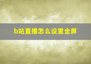 b站直播怎么设置全屏