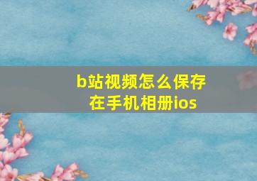 b站视频怎么保存在手机相册ios