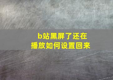 b站黑屏了还在播放如何设置回来