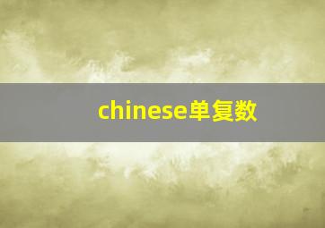 chinese单复数