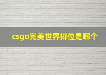 csgo完美世界排位是哪个