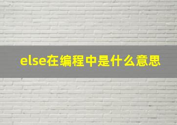 else在编程中是什么意思