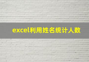 excel利用姓名统计人数