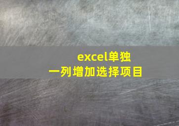 excel单独一列增加选择项目