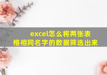 excel怎么将两张表格相同名字的数据筛选出来