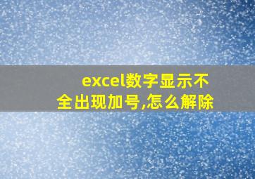 excel数字显示不全出现加号,怎么解除