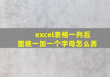 excel表格一列后面统一加一个字母怎么弄