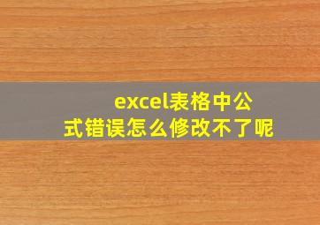 excel表格中公式错误怎么修改不了呢