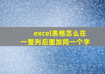 excel表格怎么在一整列后面加同一个字