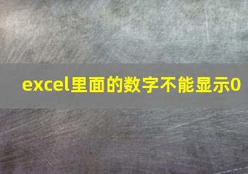 excel里面的数字不能显示0