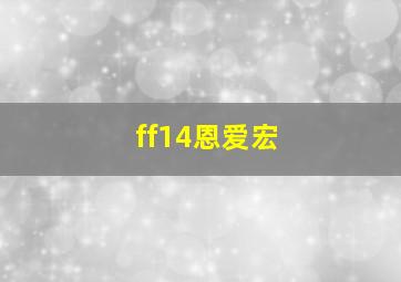 ff14恩爱宏