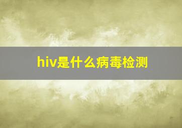 hiv是什么病毒检测