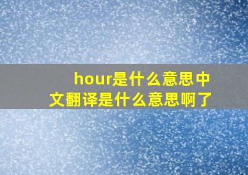 hour是什么意思中文翻译是什么意思啊了