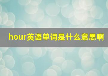 hour英语单词是什么意思啊