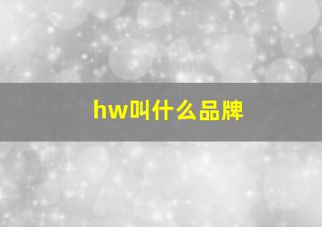 hw叫什么品牌