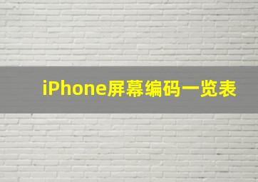 iPhone屏幕编码一览表