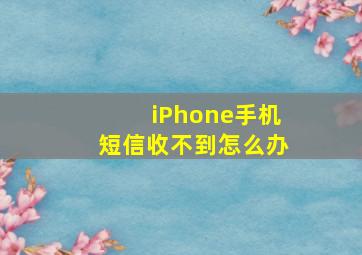 iPhone手机短信收不到怎么办