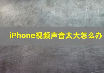 iPhone视频声音太大怎么办