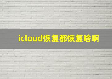 icloud恢复都恢复啥啊