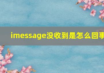 imessage没收到是怎么回事