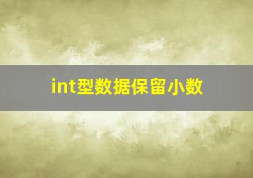 int型数据保留小数