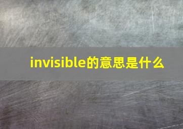 invisible的意思是什么