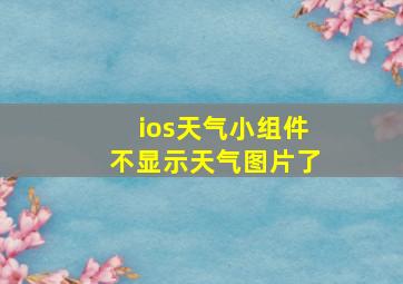 ios天气小组件不显示天气图片了