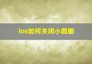 ios如何关闭小圆圈