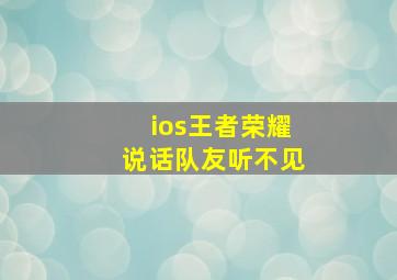 ios王者荣耀说话队友听不见