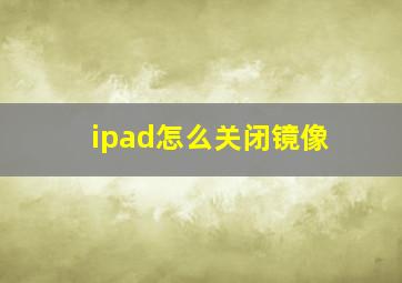 ipad怎么关闭镜像