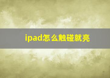 ipad怎么触碰就亮