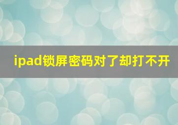 ipad锁屏密码对了却打不开