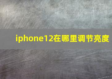 iphone12在哪里调节亮度