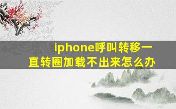 iphone呼叫转移一直转圈加载不出来怎么办