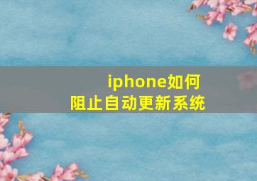 iphone如何阻止自动更新系统