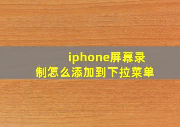 iphone屏幕录制怎么添加到下拉菜单