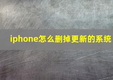 iphone怎么删掉更新的系统