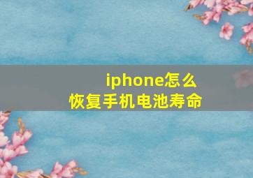 iphone怎么恢复手机电池寿命