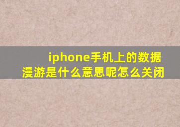 iphone手机上的数据漫游是什么意思呢怎么关闭