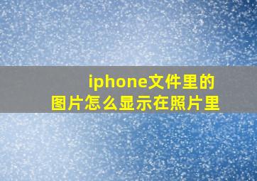 iphone文件里的图片怎么显示在照片里